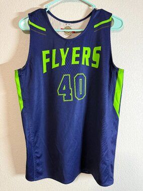 Custom Reversible Basketball Jersey Flyers #40 S. Bynum Navy/Grey Size M